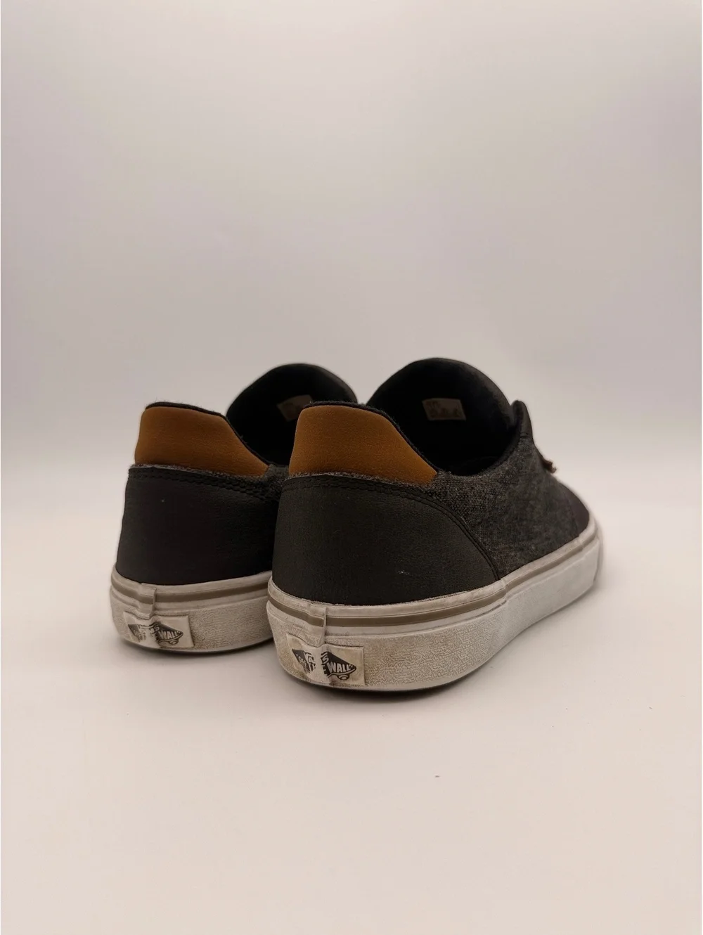 Vans Atwood Deluxe Mens Low Top Sneakers Gray Tweed Tan Leather Size 11